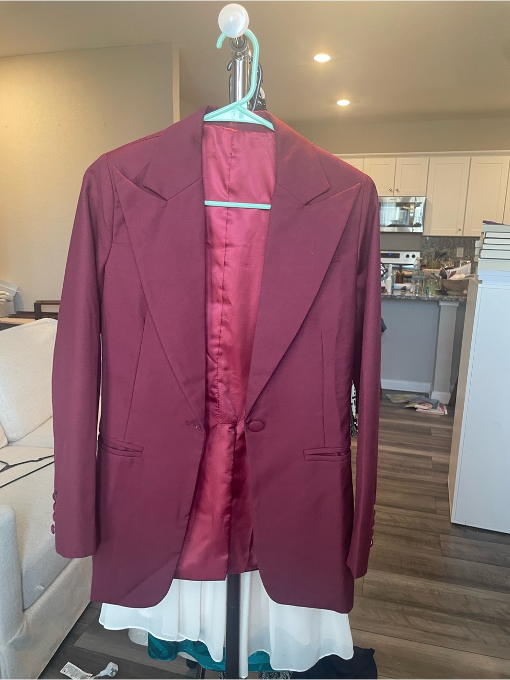 Mens Burgundy Blazer - Classic Single-Breast Suit Jacket